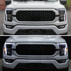 2021-2023 Ford F-150 Projector Headlight w/ Switchback Sequential Turn Signal LED Bar (Black Housing / Clear Lens)