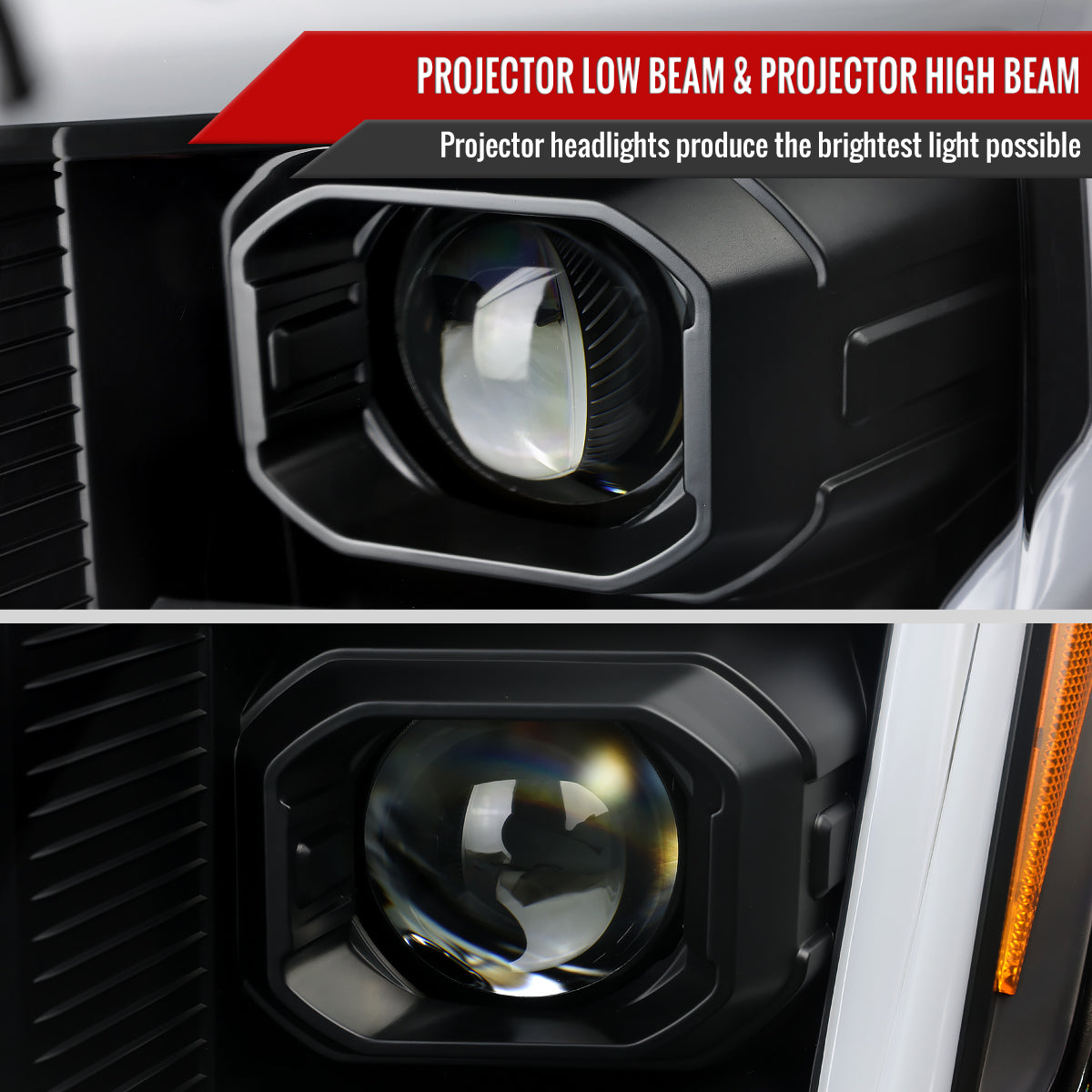 2021-2023 Ford F-150 Projector Headlight w/ Switchback Sequential Turn Signal LED Bar (Black Housing / Clear Lens)