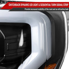 2021-2023 Ford F-150 Projector Headlight w/ Switchback Sequential Turn Signal LED Bar (Black Housing / Clear Lens)