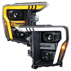 2021-2023 Ford F-150 Projector Headlight w/ Switchback Sequential Turn Signal LED Bar (Black Housing / Clear Lens)