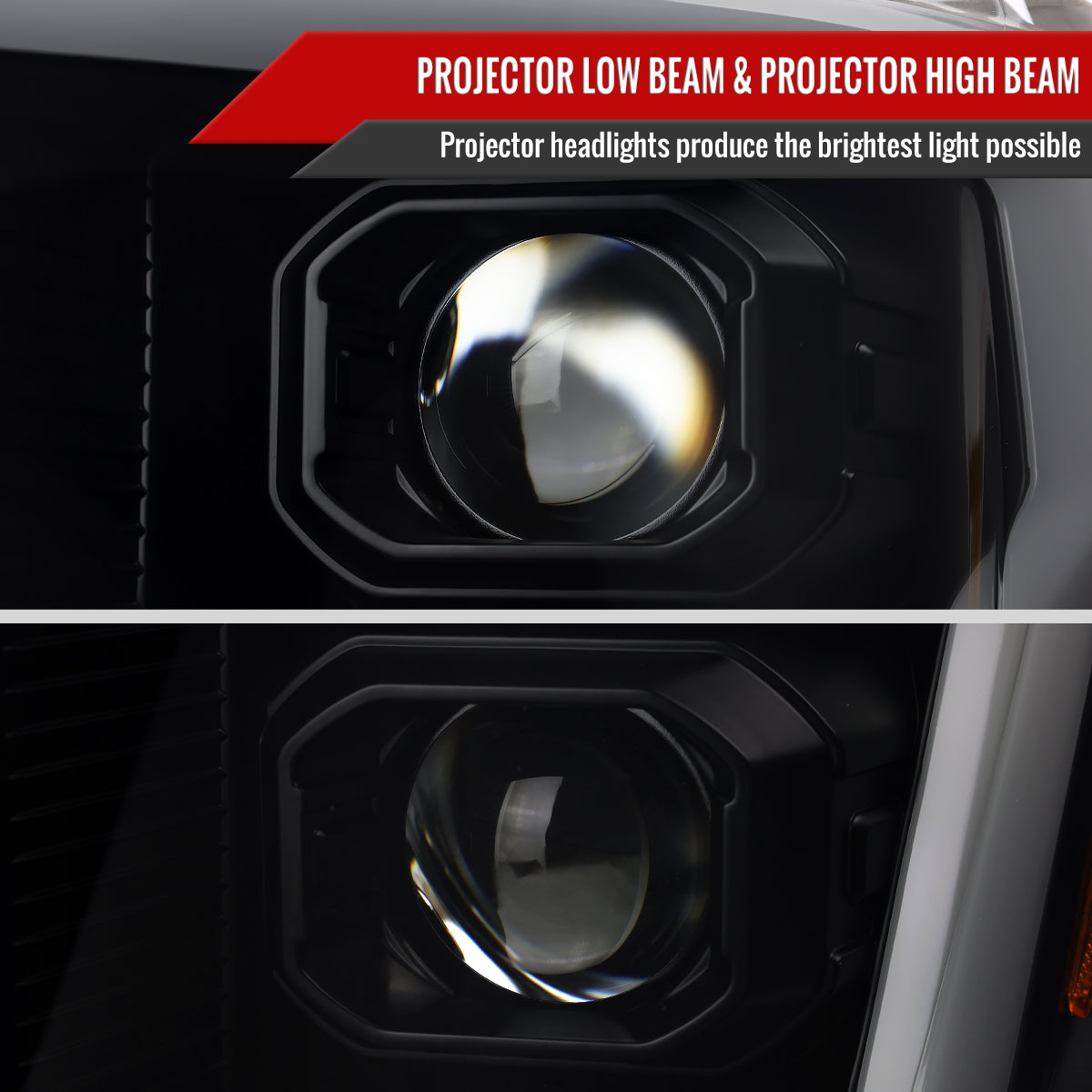 2021-2023 Ford F-150 Projector Headlight w/ Switchback Sequential Turn Signal LED Bar (Black Housing / Smoked Lens)