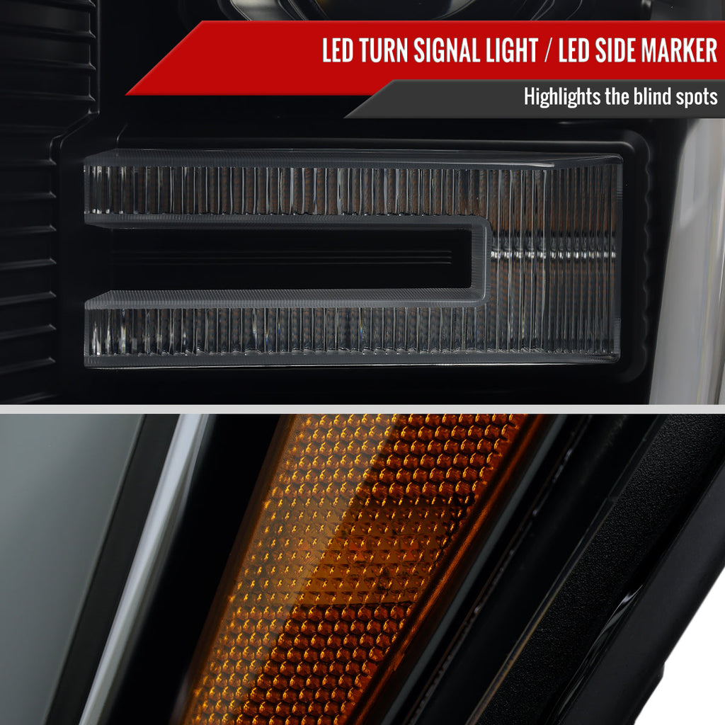 2021-2023 Ford F-150 Projector Headlight w/ Switchback Sequential Turn Signal LED Bar (Black Housing / Smoked Lens)