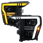 2021-2023 Ford F-150 Projector Headlight w/ Switchback Sequential Turn Signal LED Bar (Black Housing / Smoked Lens)
