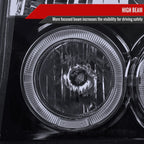 1992-1996 Ford F-150 F-250 F-350 Bronco Dual Halo Projector Headlights (Glossy Black Housing/Smoked Lens)