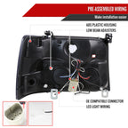 1992-1996 Ford F-150 F-250 F-350 Bronco Dual Halo Projector Headlights (Glossy Black Housing/Smoked Lens)