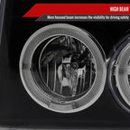 1992-1996 Ford F-150 F-250 F-350 Bronco Dual Halo Projector Headlights - V2 (Matte Black Housing/Clear Lens)