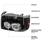 1992-1996 Ford F-150 F-250 F-350 Bronco Dual Halo Projector Headlights - V2 (Matte Black Housing/Clear Lens)