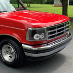 1992-1996 Ford F-150 F-250 F-350 Bronco Dual Halo Projector Headlights - V2 (Matte Black Housing/Clear Lens)