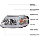 1997-2004 Ford F-150 / 1997-2002 Expedition LED C-Bar Projector Headlights (Chrome Housing/Clear Lens)