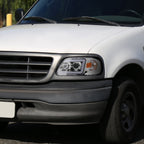 1997-2004 Ford F-150 / 1997-2002 Expedition LED C-Bar Projector Headlights (Chrome Housing/Clear Lens)