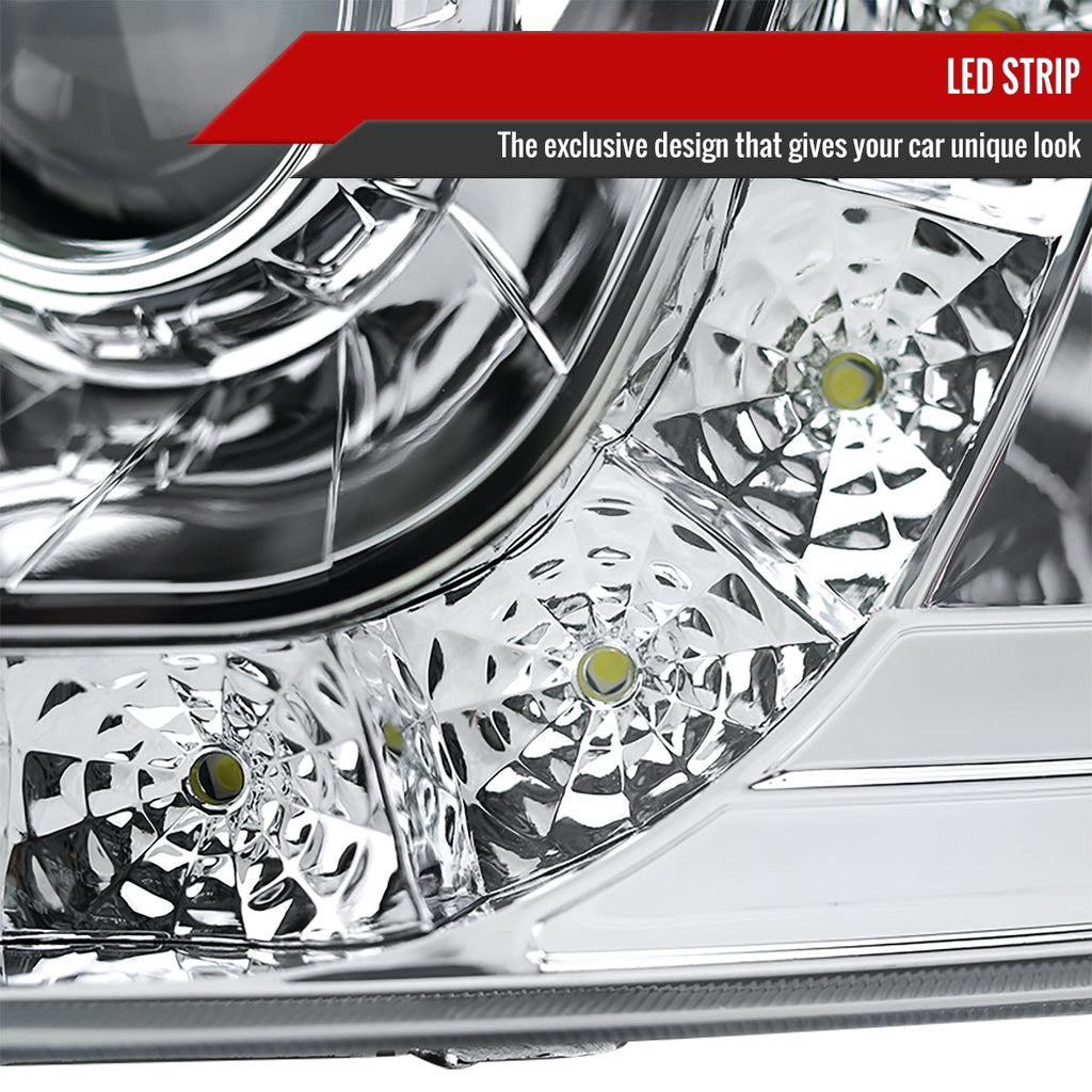 1997-2004 Ford F-150 / 1997-2002 Expedition Projector Headlights w/ SMD LED Light Strip (Chrome Housing/Clear Lens)