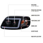 1997-2004 Ford F-150 / 1997-2002 Expedition LED C-Bar Projector Headlights (Glossy Black Housing/Smoked Lens)