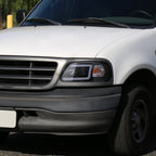 1997-2004 Ford F-150 / 1997-2002 Expedition LED C-Bar Projector Headlights (Glossy Black Housing/Smoked Lens)