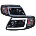 1997-2004 Ford F-150 / 1997-2002 Expedition LED C-Bar Projector Headlights (Glossy Black Housing/Smoked Lens)