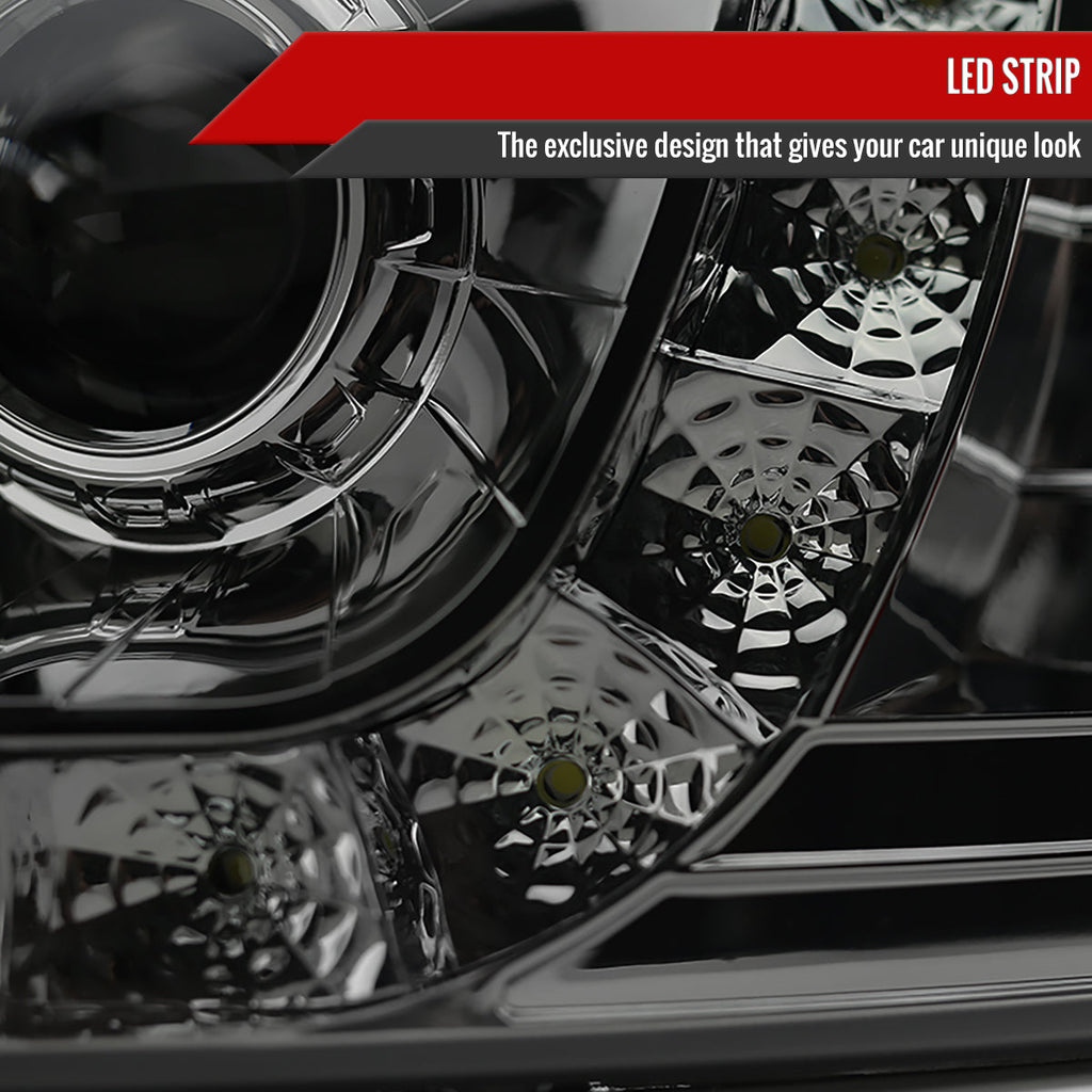 1997-2004 Ford F-150 / 1997-2002 Expedition Projector Headlights w/ SMD LED Light Strip (Chrome Housing/Smoked Lens)