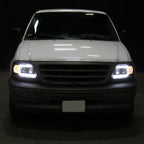 1997-2004 Ford F-150 / 1997-2002 Expedition LED C-Bar Projector Headlights (Black Housing/Clear Lens)