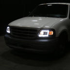 1997-2004 Ford F-150 / 1997-2002 Expedition LED C-Bar Projector Headlights (Black Housing/Clear Lens)