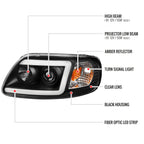 1997-2004 Ford F-150 / 1997-2002 Expedition LED C-Bar Projector Headlights (Black Housing/Clear Lens)