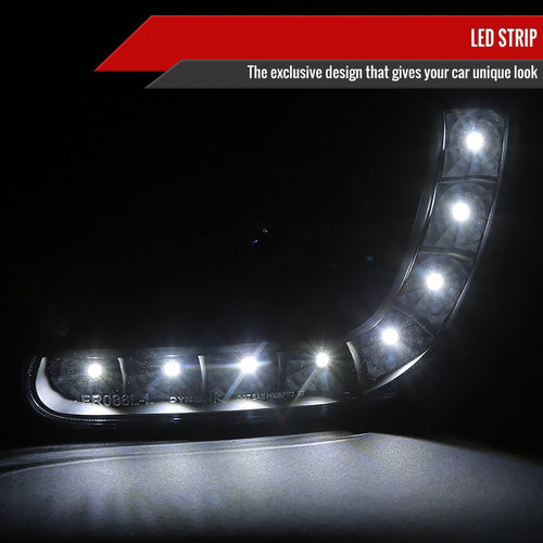 1997-2004 Ford F-150 / 1997-2002 Expedition Projector Headlights w/ SMD LED Light Strip (Matte Black Housing/Clear Lens)