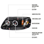 1997-2004 Ford F-150 / 1997-2002 Expedition Dual Halo Projector Headlights (Matte Black Housing/Clear Lens)