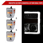 2008-2010 Ford F-250/F-350/F-450/F-550 Super Duty Projector Headlights w/ LED Sequential Turn Signal (Chrome Housing/Clear Lens)