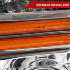 2008-2010 Ford F-250/F-350/F-450/F-550 Super Duty Projector Headlights w/ LED Sequential Turn Signal (Chrome Housing/Clear Lens)