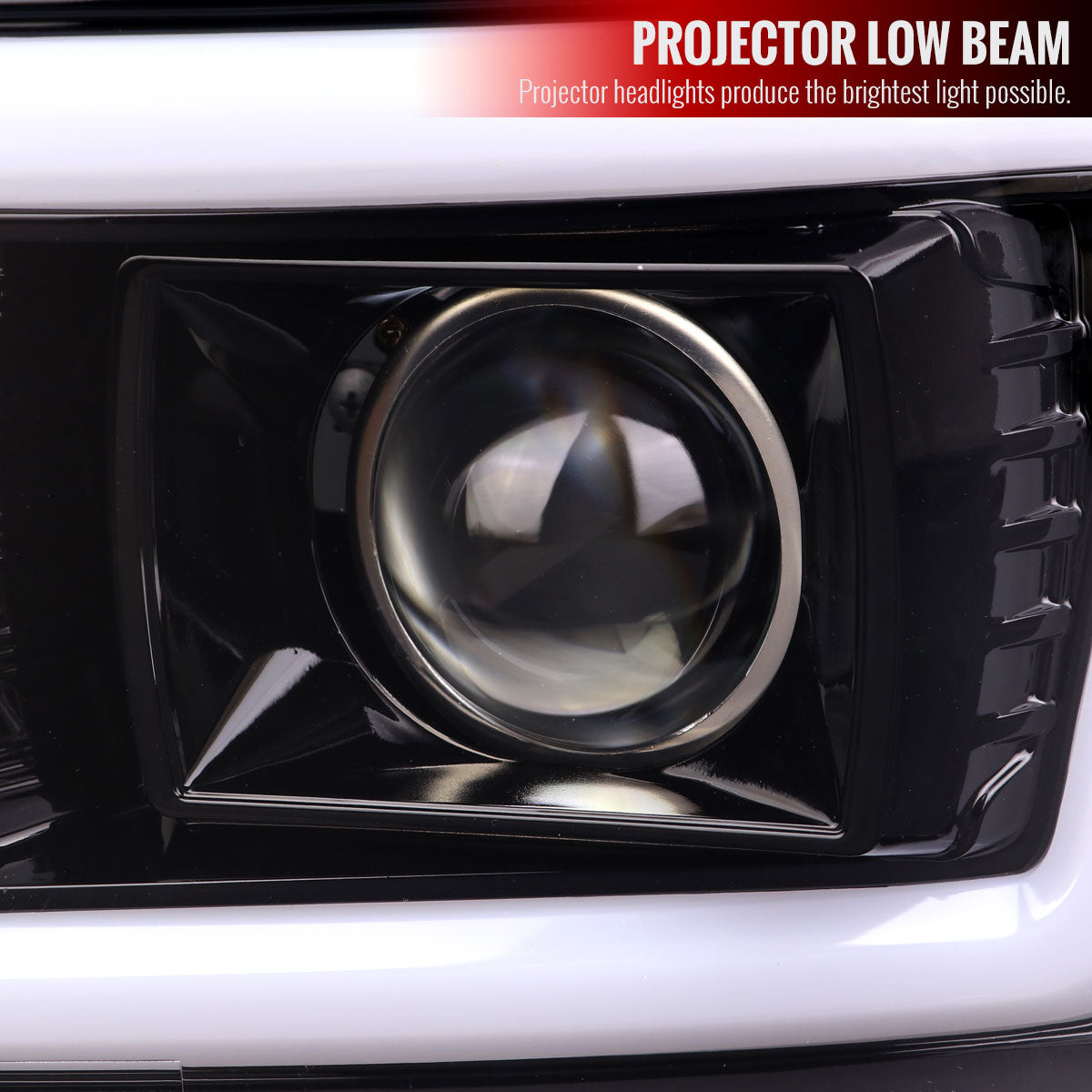 2008-2010 Ford F-250/F-350/F-450/F-550 LED Sequential Turn Signal Bar Projector Headlights (Jet Black Housing/Clear Lens)
