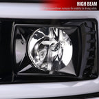 2008-2010 Ford F-250/F-350/F-450/F-550 LED Sequential Turn Signal Bar Projector Headlights (Jet Black Housing/Clear Lens)