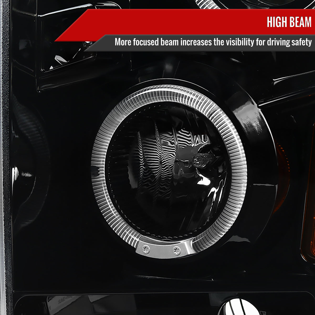 2008-2010 Ford F-250 F-350 F-450 SMD Dual Halo Projector Headlights (Jet Black Housing/Clear Lens)