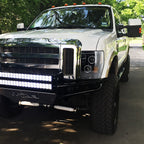 2008-2010 Ford F-250 F-350 F-450 SMD Dual Halo Projector Headlights (Jet Black Housing/Clear Lens)