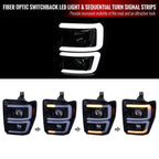 2008-2010 Ford F-250/F-350/F-450/F-550 LED Sequential Turn Signal Bar Projector Headlights (Glossy Black Housing/Smoked Lens)
