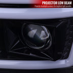 2008-2010 Ford F-250/F-350/F-450/F-550 LED Sequential Turn Signal Bar Projector Headlights (Glossy Black Housing/Smoked Lens)