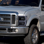 2008-2010 Ford F-250/F-350/F-450/F-550 LED Sequential Turn Signal Bar Projector Headlights (Glossy Black Housing/Smoked Lens)
