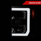 2008-2010 Ford F-250 F-350 F-450 LED C-Bar Projector Headlight (Chrome Housing/Smoked Lens)