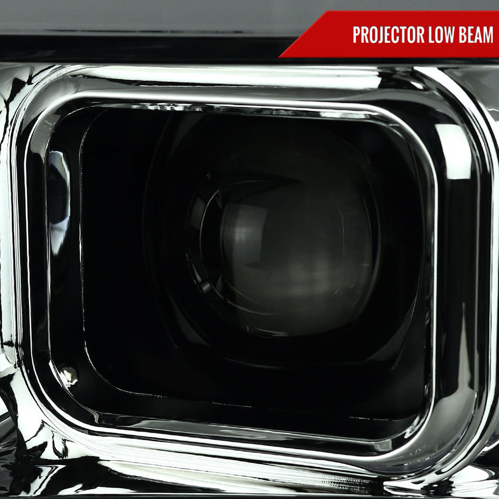 2008-2010 Ford F-250 F-350 F-450 LED C-Bar Projector Headlight (Chrome Housing/Smoked Lens)