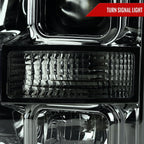 2008-2010 Ford F-250 F-350 F-450 LED C-Bar Projector Headlight (Chrome Housing/Smoked Lens)