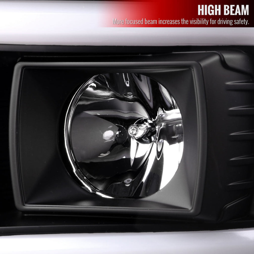 2008-2010 Ford F-250/F-350/F-450/F-550 LED Sequential Turn Signal Bar Projector Headlights (Matte Black Housing/Clear Lens)