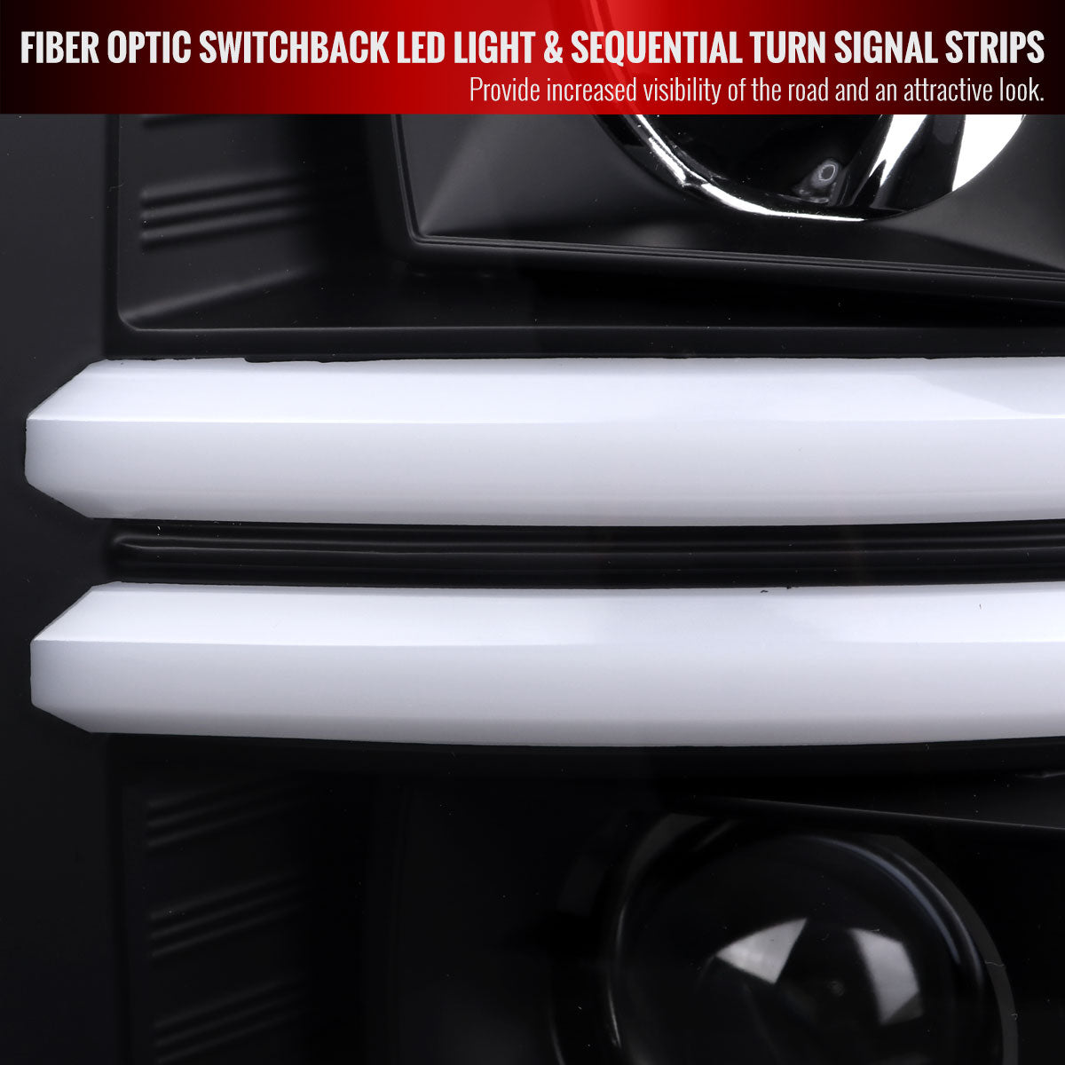 2008-2010 Ford F-250/F-350/F-450/F-550 LED Sequential Turn Signal Bar Projector Headlights (Matte Black Housing/Clear Lens)