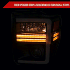 2008-2010 Ford F-250/F-350/F-450/F-550 Super Duty Projector Headlights w/ LED Sequential Turn Signal (Matte Black Housing/Clear Lens)