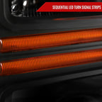 2008-2010 Ford F-250/F-350/F-450/F-550 Super Duty Projector Headlights w/ LED Sequential Turn Signal (Matte Black Housing/Clear Lens)
