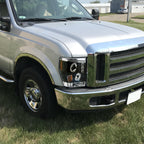 2008-2010 Ford F-250 F-350 F-450 Dual Halo Projector Headlights (Matte Black Housing/Clear Lens)