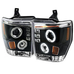 2008-2010 Ford F-250 F-350 F-450 Dual Halo Projector Headlights (Matte Black Housing/Clear Lens)