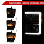 2008-2010 Ford F-250/F-350/F-450/F-550 Super Duty Projector Headlights w/ LED Sequential Turn Signal (Matte Black Housing/Smoked Lens)