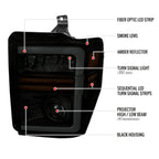 2008-2010 Ford F-250/F-350/F-450/F-550 Super Duty Projector Headlights w/ LED Sequential Turn Signal (Matte Black Housing/Smoked Lens)