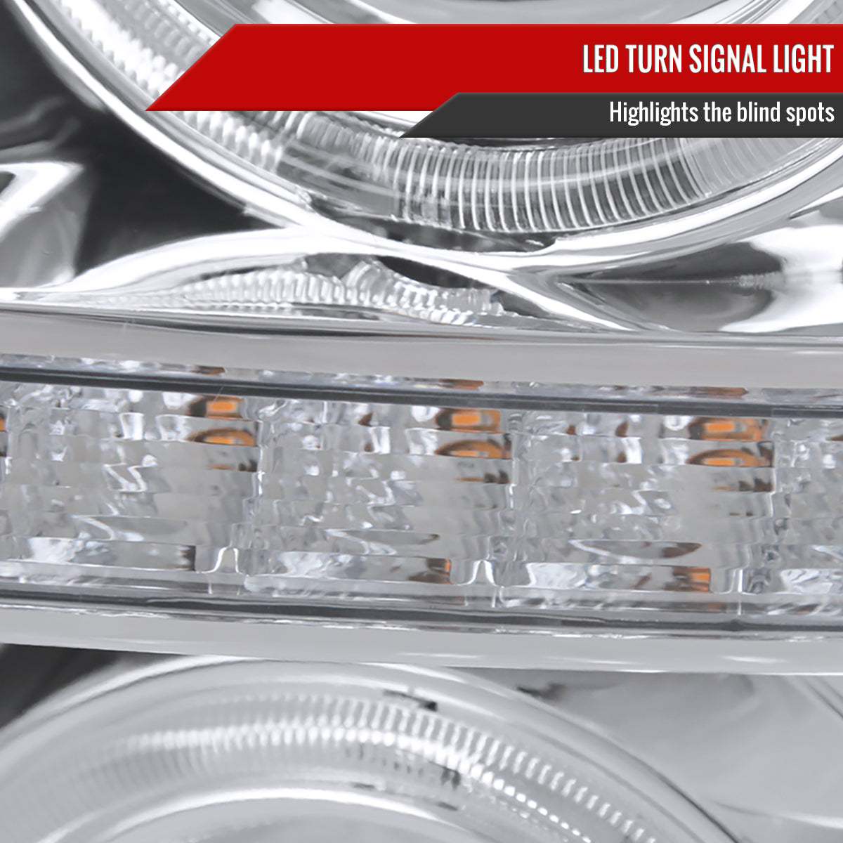 2011-2016 F-250 F-350 F-450 F-550 Dual Halo Projector Headlights w/ LED Turn Signal Lights (Chrome Housing/Clear Lens)