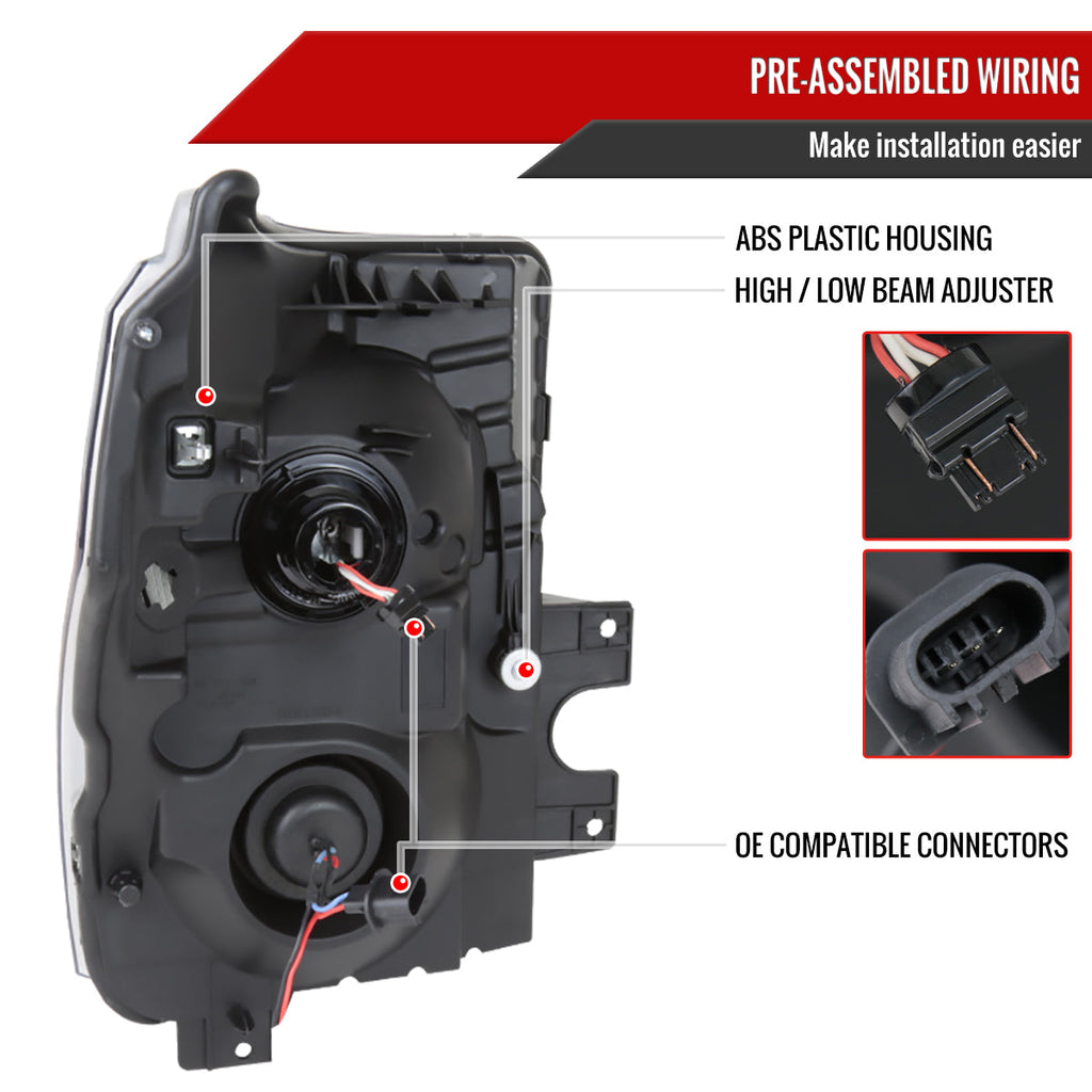 2011-2016 F-250 F-350 F-450 F-550 Dual Halo Projector Headlights w/ LED Turn Signal Lights (Chrome Housing/Clear Lens)