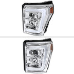 2011-2016 F-250/F-350/F-450/F-550 LED C-Bar Projector Headlights (Chrome Housing/Clear Lens)