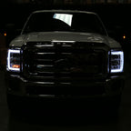 2011-2016 F-250/F-350/F-450/F-550 LED C-Bar Projector Headlights (Chrome Housing/Clear Lens)