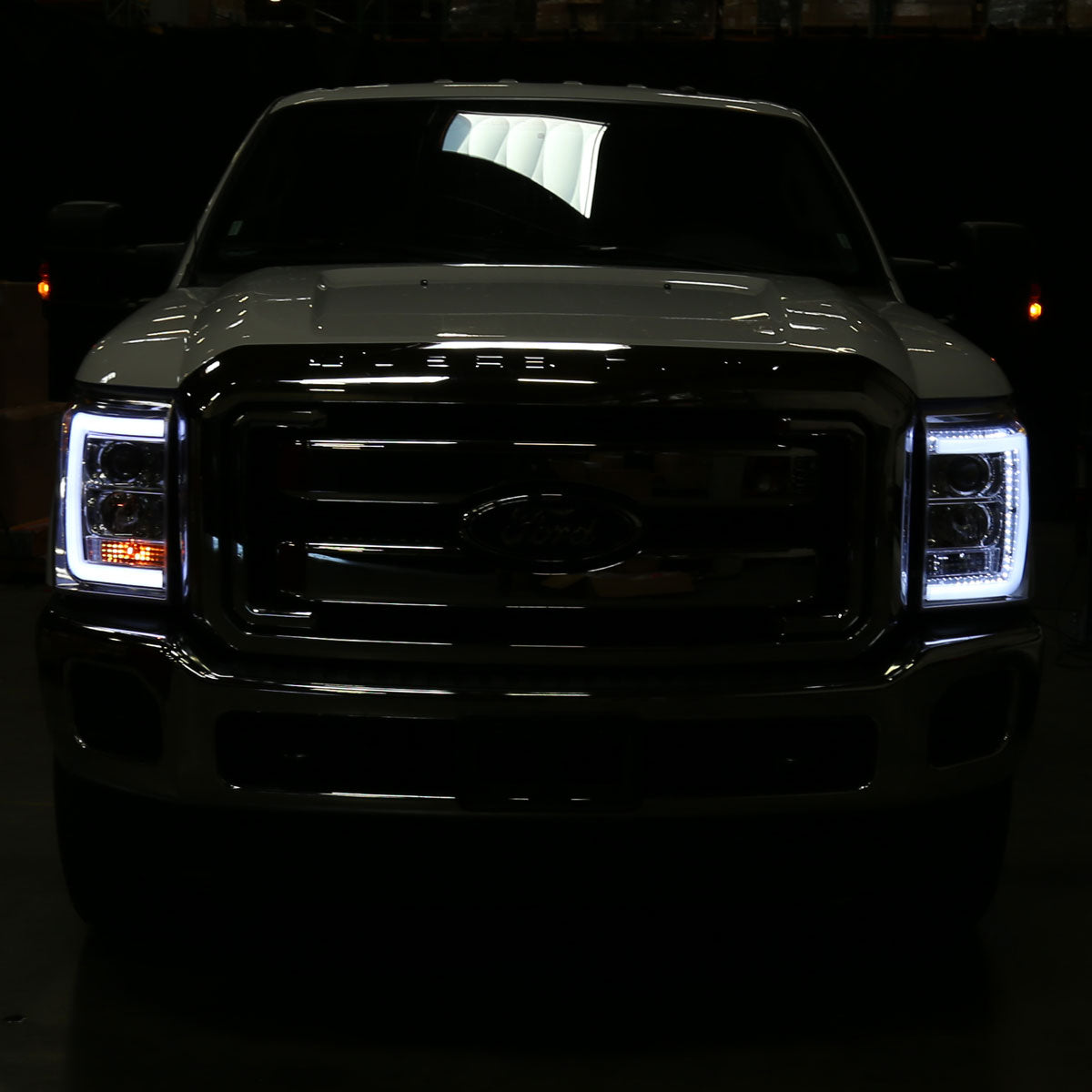 2011-2016 F-250/F-350/F-450/F-550 LED C-Bar Projector Headlights (Chrome Housing/Clear Lens)