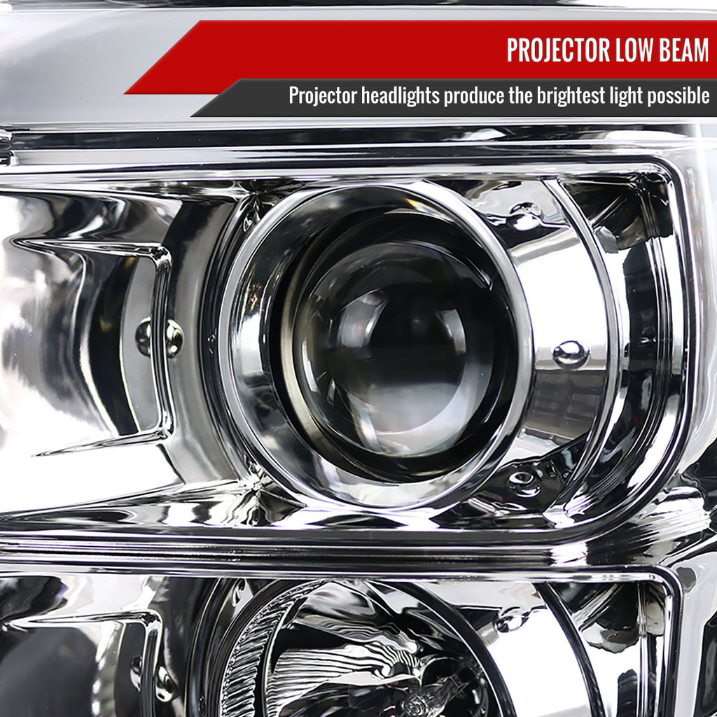 2011-2016 F-250/F-350/F-450/F-550 LED C-Bar Projector Headlights (Chrome Housing/Clear Lens)